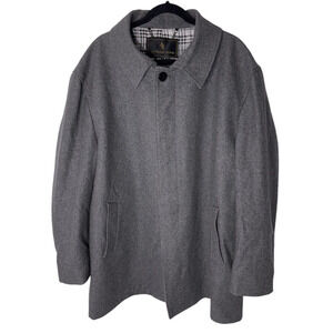 Apollo King 100% Wool Over Coat Pea Jacket 3XL Gray Mens Collared Lined Formal